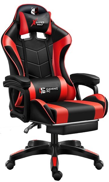 JAKS Állítható játékszék eko bőr fekete piros FG02