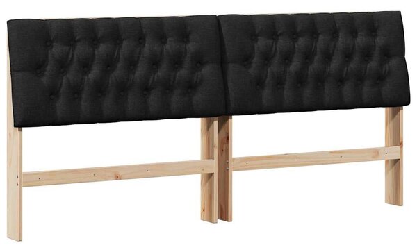 VidaXL Kárpitozott fejtámla Fekete 200 cm Tömör fenyőfa