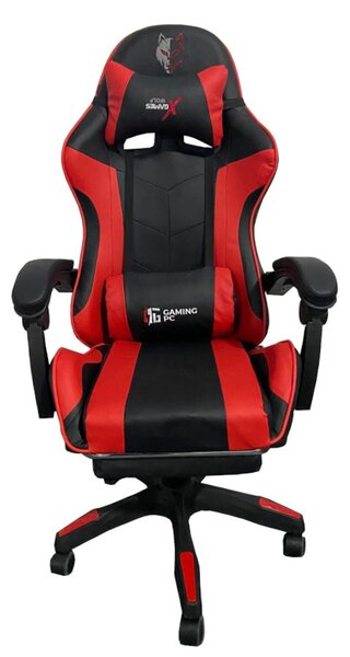 JAKS Állítható játékszék eko bőr fekete piros FG02