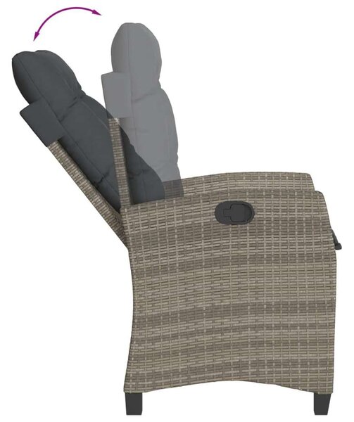 VidaXL 7 részes szürke polyrattan kerti étkezőgarnitúra párnával