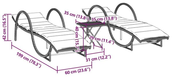 VidaXL Napozóágy Szett - 2 db - Bézs