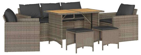 VidaXL 6 részes szürke polyrattan kerti ülőgarnitúra párnákkal