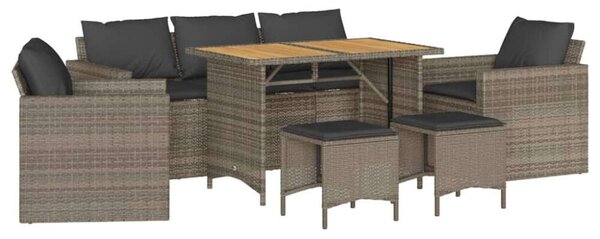 VidaXL 6 részes szürke polyrattan kerti ülőgarnitúra párnákkal