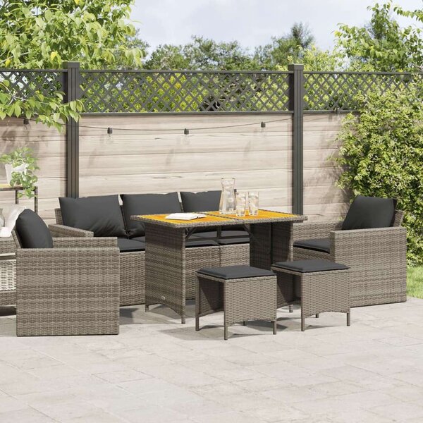 VidaXL 6 részes szürke polyrattan kerti ülőgarnitúra párnákkal