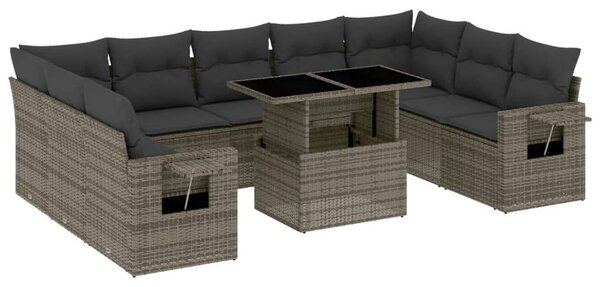 VidaXL Polyrattan Kerti Ülőgarnitúra - 10 részes - Szürke