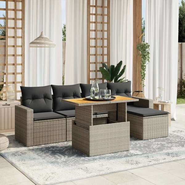 VidaXL Polyrattan Kerti Ülőgarnitúra - 6 részes - Szürke