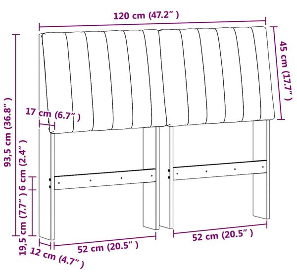 VidaXL Kárpitozott fejtámla Világosszürke 120 cm Tömör fenyőfa