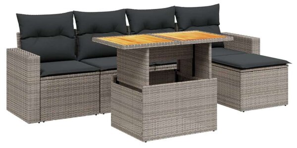 VidaXL Polyrattan Kerti Ülőgarnitúra - 6 részes - Szürke
