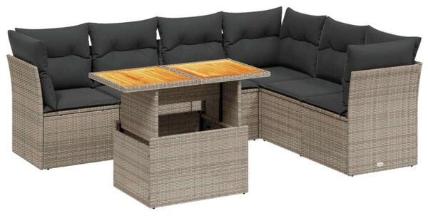 VidaXL Polyrattan Kerti Ülőgarnitúra - 7 részes - Szürke