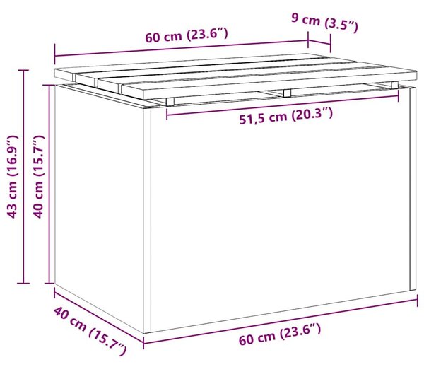 VidaXL Kerti pad Ezüst 60 x 40 x 43 cm Horganyzott acél