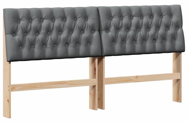 VidaXL Kárpitozott fejtámla Sötétszürke 180 cm Tömör fenyőfa