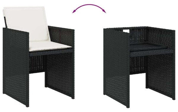 VidaXL Polyrattan Kerti Étkezőgarnitúra - 17 részes - Fekete