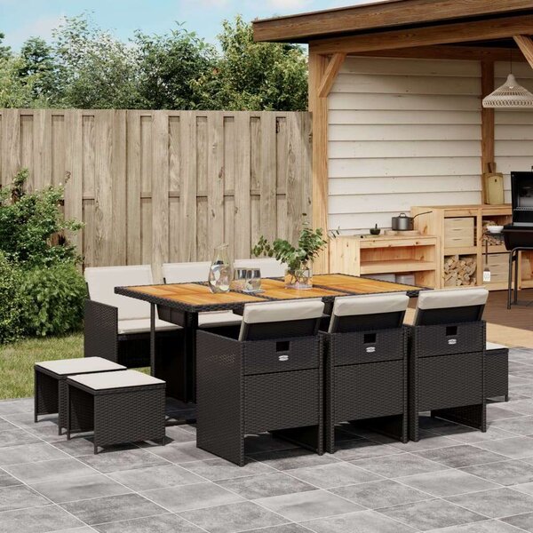 VidaXL Polyrattan Kerti Étkezőgarnitúra - 11 részes
