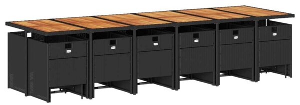 VidaXL Polyrattan Kerti Étkezőgarnitúra - 17 részes - Fekete