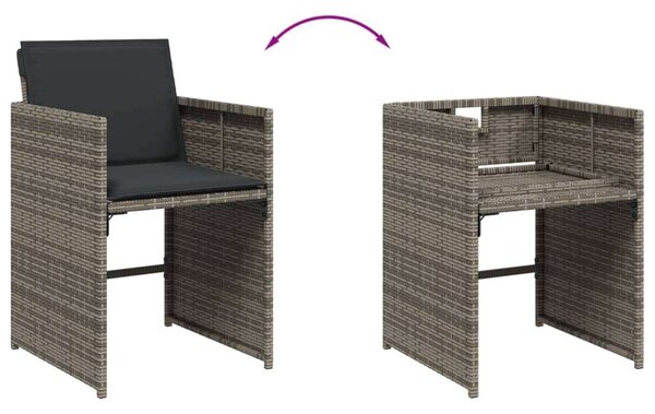 VidaXL Polyrattan Kerti Étkezőgarnitúra - 7 részes - Szürke