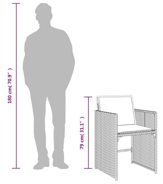 VidaXL Polyrattan Kerti Étkezőgarnitúra - 9 részes - Barna