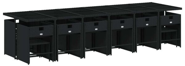 VidaXL Polyrattan Kerti Étkezőgarnitúra - 17 részes - Fekete