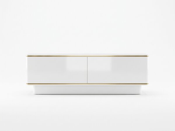 TV állvány ALVIN 135 cm, fehér/arany