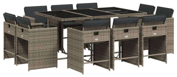 VidaXL 11 részes szürke polyrattan kerti ülőgarnitúra párnákkal