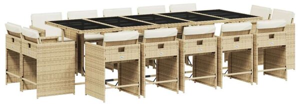 VidaXL Polyrattan Kerti Étkezőgarnitúra - 15 Fős - Bézs