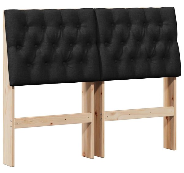 VidaXL Kárpitozott fejtámla Fekete 120 cm Tömör fenyőfa