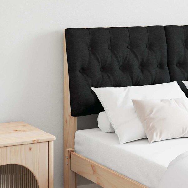 VidaXL Kárpitozott fejtámla Fekete 120 cm Tömör fenyőfa