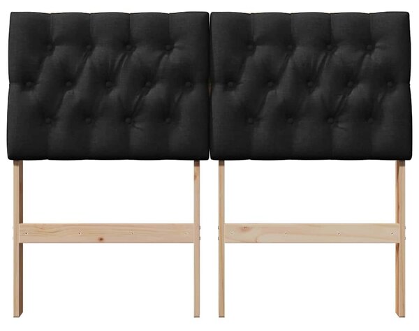 VidaXL Kárpitozott fejtámla Fekete 120 cm Tömör fenyőfa