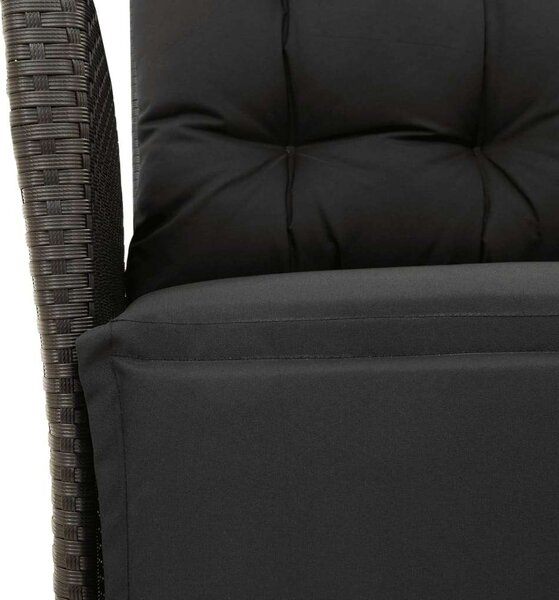 VidaXL - 5 Részes Kerti Étkezőgarnitúra - Polyrattan - Fekete