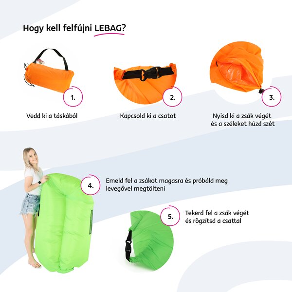 Felfújható babzsák/lazy bag, zöld, LEBAG