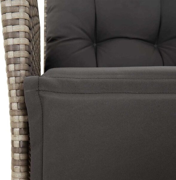 VidaXL 7 részes szürke polyrattan kerti étkezőgarnitúra párnával