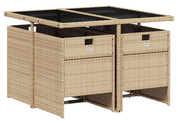 VidaXL 5 részes bézs polyrattan kerti étkezőgarnitúra párnákkal