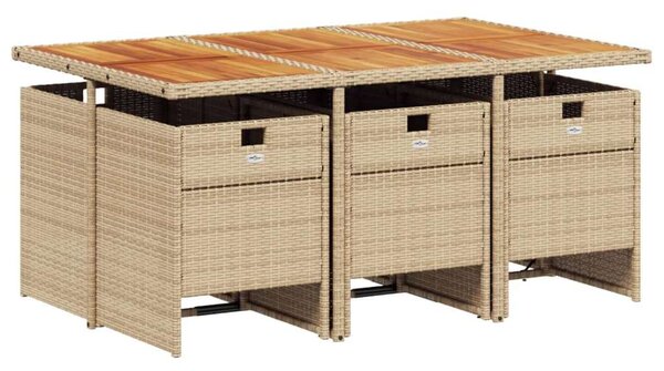 VidaXL Polyrattan Kerti Étkezőgarnitúra - 7 részes, Bézs