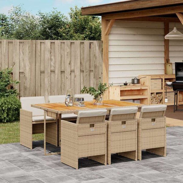 VidaXL Polyrattan Kerti Étkezőgarnitúra - 7 részes, Bézs