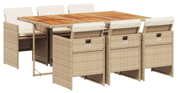 VidaXL Polyrattan Kerti Étkezőgarnitúra - 7 részes, Bézs