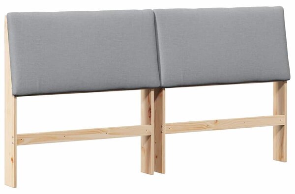 VidaXL Kárpitozott fejtámla Világosszürke 200 cm Tömör fenyőfa
