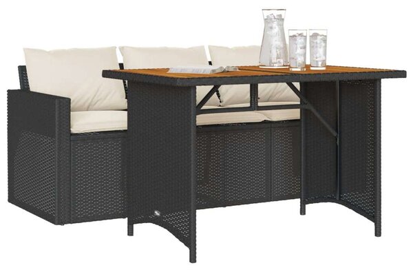 VidaXL Kertbútor Szett - 2 részes Polyrattan Étkezőgarnitúra - Fekete