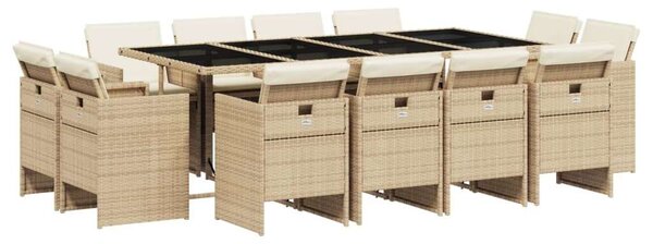 VidaXL Polyrattan Kerti Étkezőgarnitúra - 13 részes - Bézs