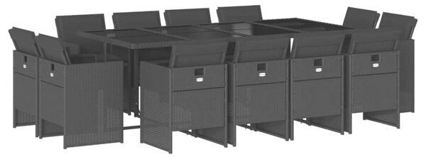 VidaXL 13 részes fekete polyrattan kerti ülőgarnitúra párnákkal