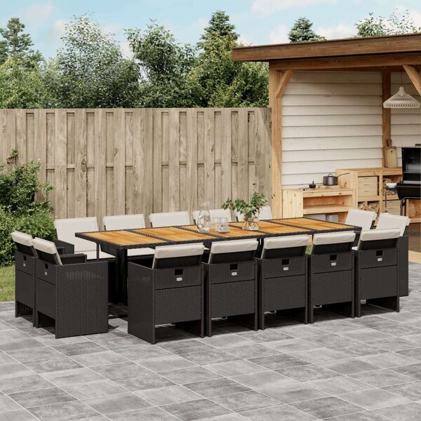 VidaXL 15 Fős Kerti Étkezőgarnitúra - Polyrattan - Fekete