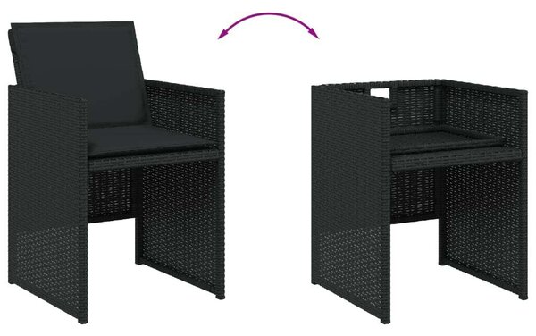 VidaXL 13 részes fekete polyrattan kerti ülőgarnitúra párnákkal