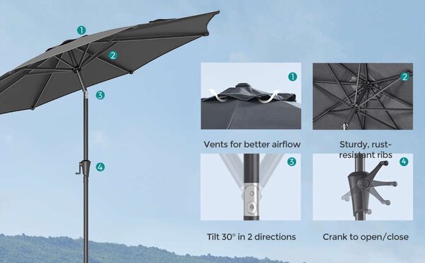 SONGMICS Kerti Napernyő - 300cm - Szürke