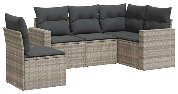 VidaXL 5 részes Polyrattan Kerti Ülőgarnitúra - Világosszürke