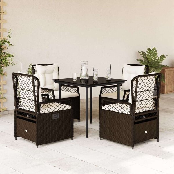 VidaXL Polyrattan Kerti Étkezőgarnitúra - 5 részes, Barna