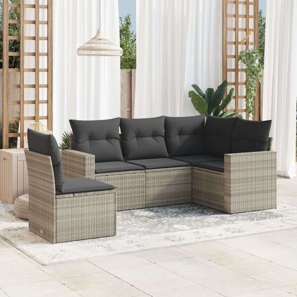 VidaXL 5 részes Polyrattan Kerti Ülőgarnitúra - Világosszürke