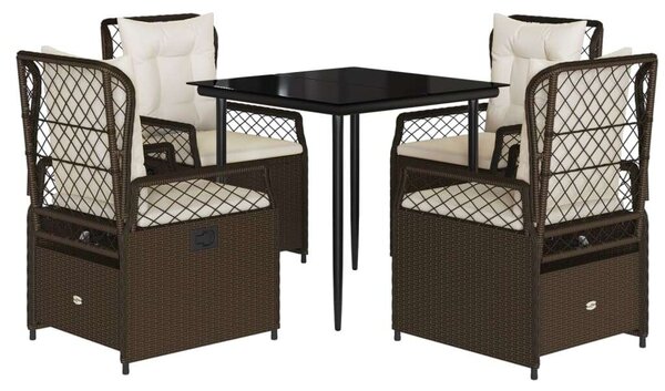 VidaXL Polyrattan Kerti Étkezőgarnitúra - 5 részes, Barna
