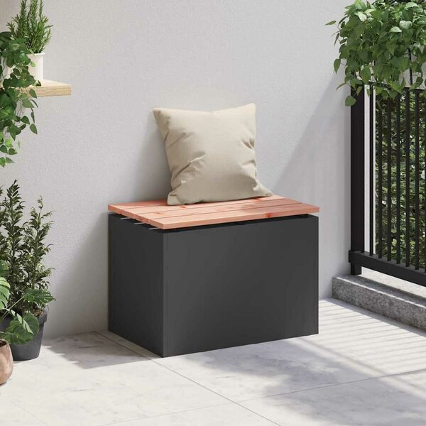 VidaXL Kerti pad Fekete 60 x 40 x 43 cm Tömör duglászfa és acél