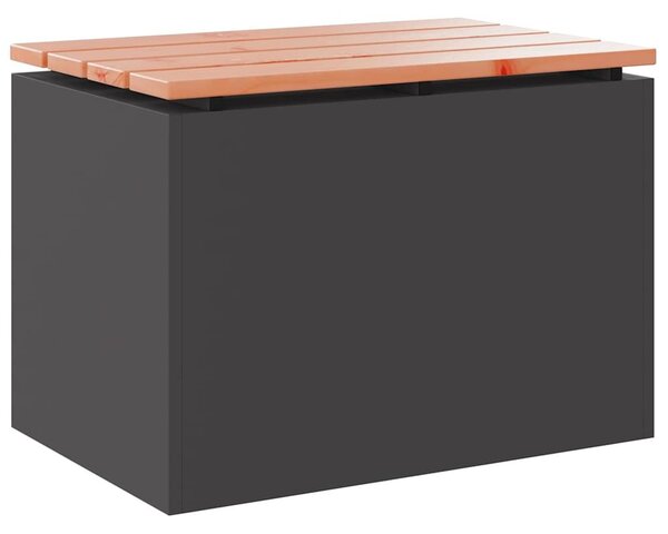 VidaXL Kerti pad Fekete 60 x 40 x 43 cm Tömör duglászfa és acél