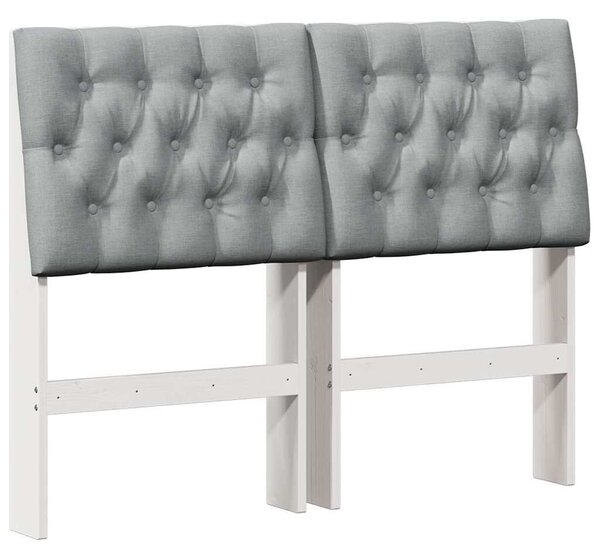 VidaXL Kárpitozott fejtámla Világosszürke 120 cm Tömör fenyőfa