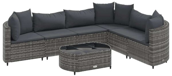 VidaXL Polyrattan Kerti Ülőgarnitúra - 7 részes, Szürke