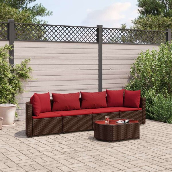 VidaXL Polyrattan Kerti Ülőgarnitúra - 5 részes, Barna